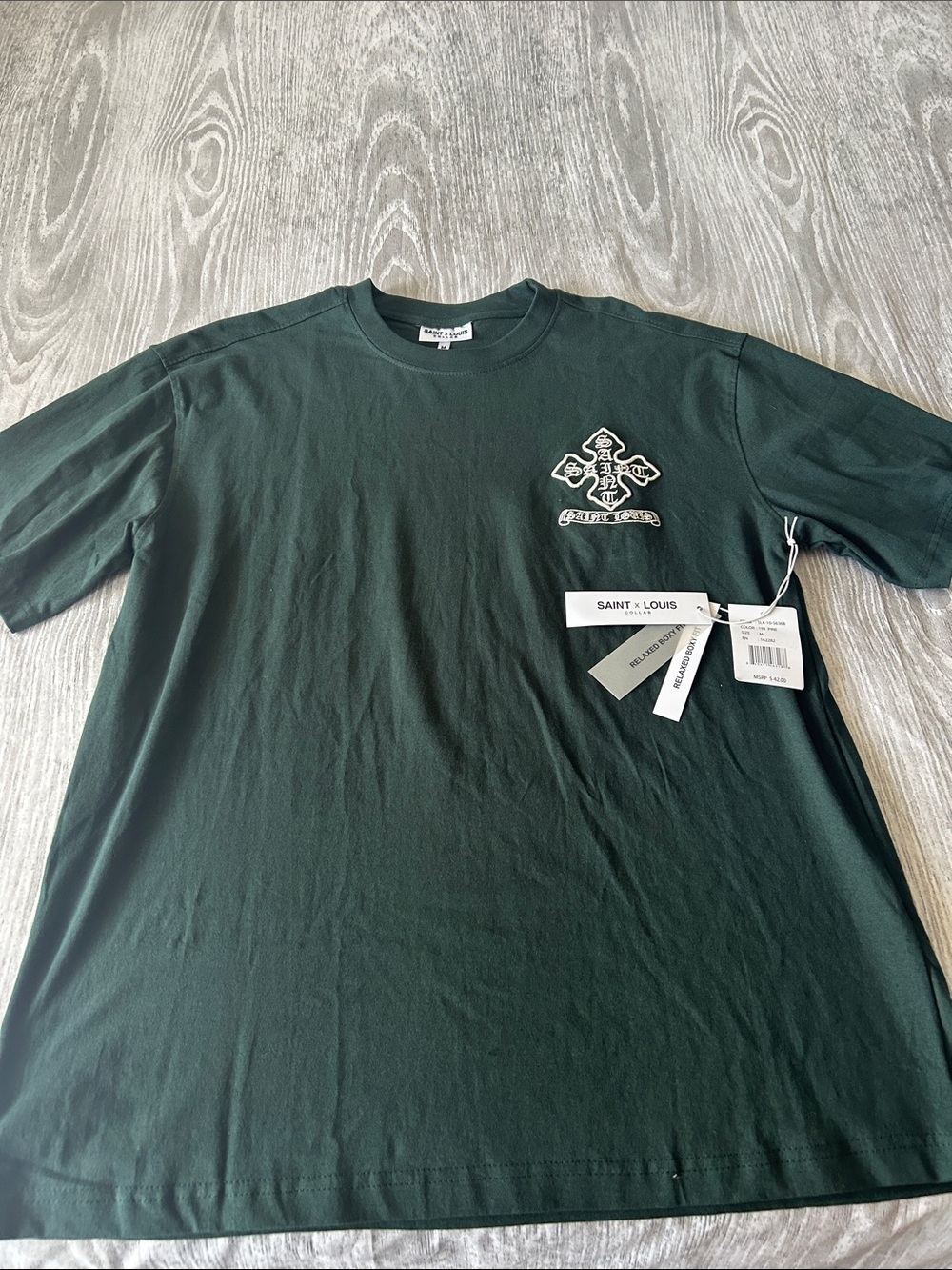 Saint Louis Crystal Dark Green Short Sleeve Logo Tee